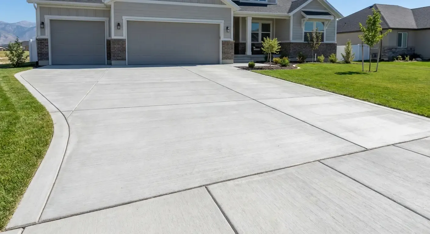 Rhode Concrete Final Concrete driveway with professional broom finish